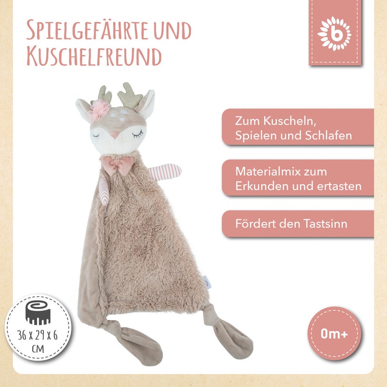 Schmusetuch Reh Bieco Personalisierbar Geschenk zur Geburt Baby doudou personnalisé imagem 6