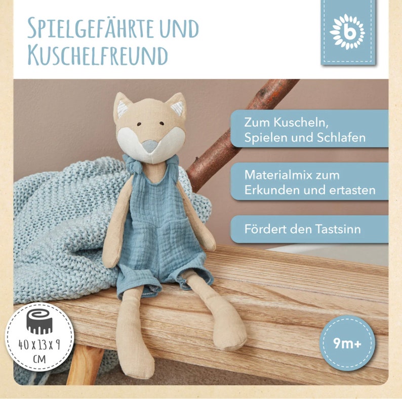 Personalisiertes Kuscheltier Fuchs Bieco Geschenk zur Geburt, Taufe, Geburtstag Baby Bild 4