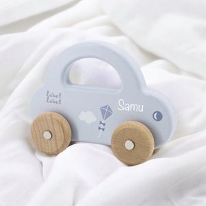 Personalized car made of wood - gift for birth - gift for baptism