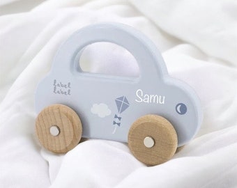 Personalized car made of wood - gift for birth - gift for baptism