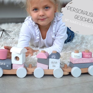 Personalized wooden train baptism | birth | Birthday