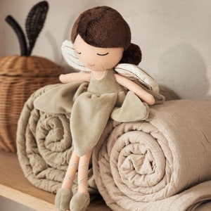 Schmusetuch Kuscheltier Fee Puppe Personalisierbar Geschenk zur Geburt Baby doudou personnalisé Geschenk Baby Bild 9