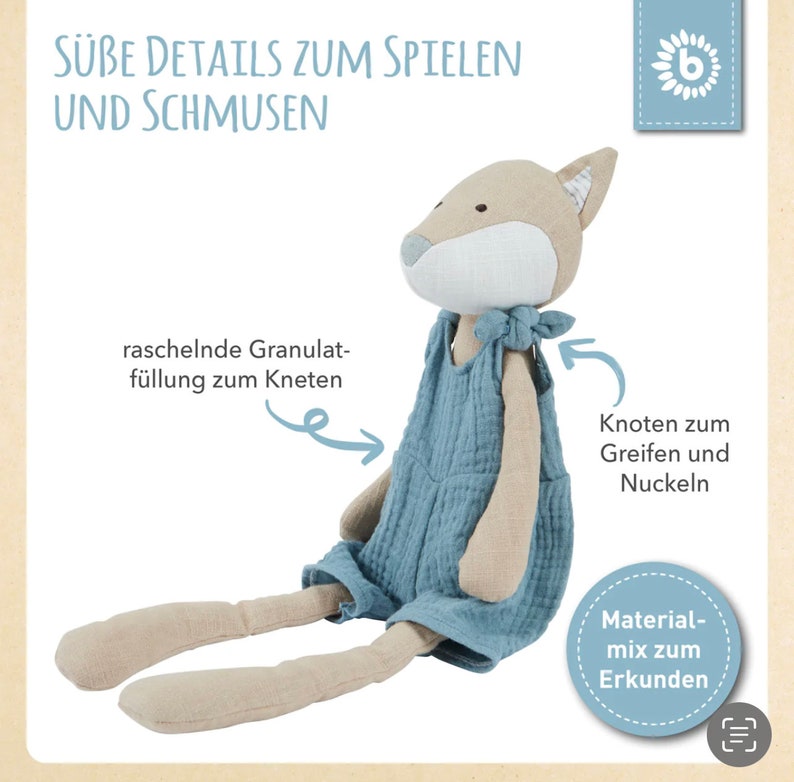 Personalisiertes Kuscheltier Fuchs Bieco Geschenk zur Geburt, Taufe, Geburtstag Baby Bild 5