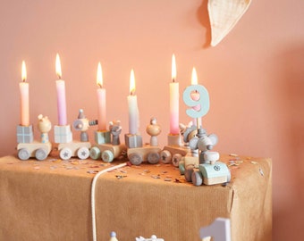 Birthday train with numbers - table decoration birthday table children's birthday theme party - Bieco Scandi - train with candles