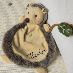 Cuddly blanket hedgehog Bieco customizable gift for birth baby baptism