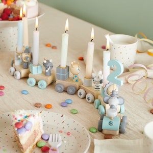 Birthday train with numbers - table decoration birthday table children's birthday theme party - Bieco Scandi - train with candles