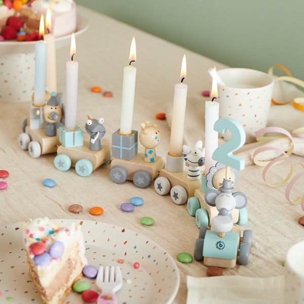 Birthday train with numbers - table decoration birthday table children's birthday theme party - Bieco Scandi - train with candles