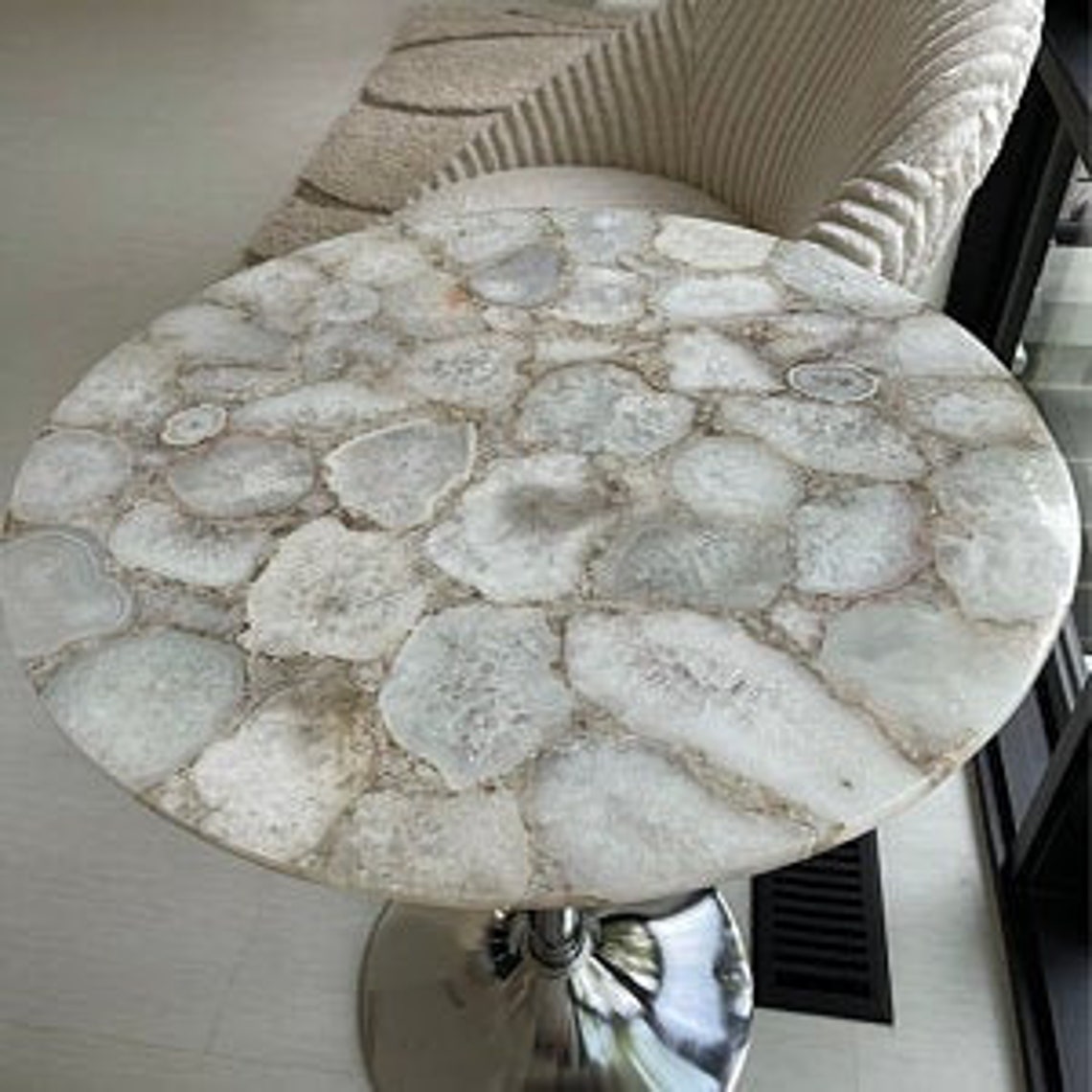 Agate Stone Table Natural Agate Side Table Top Round Agate Etsy