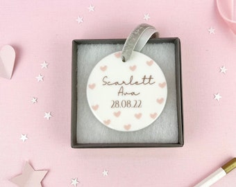 Personalised Ceramic Keepsake, Custom Name Ornament, New Baby Gift, Newborn Gift, Birth Details, Gift for New Parents, Baby Boy, Baby Girl