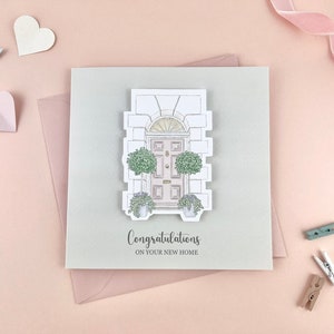 Neues Zuhause Karte, 3D Einweihungskarte, Tür Illustration, Paar Karte, Neues Haus Karte, Umzugshaus Karte, Erstes Haus, Erstes Zuhause Grußkarte