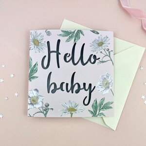 Floral Papercut 'Hello Baby' Card, New Baby Card, Paper Cut Out Card, Baby boy/baby girl card, carte d'annonce de naissance