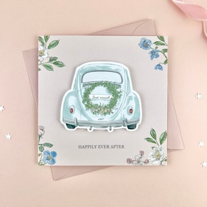 Happily Ever After wedding card, Just married card, Engagement Card, Couple Card, Newlywed Greeting Card, Floral Illustrated Wedding Car