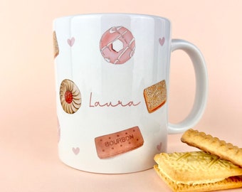 Biscuits Personalised Mug, Custom Mug, Customised Name Coffee Cup, Gift for Friend, Bridesmaid Gift, Mother Gift for Her,