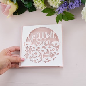 Floral Get Well Soon Papercut Card, Thinking Of You Card, Recovery Card, Sympathy Card, Illness Card, Botanical Art