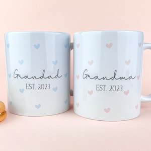 Grandma & Grandad Mugs, Personalised New Grandparent Mug set, New Grandparents Gift, Parents Est Mug