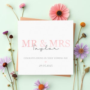 Carte de mariage personnalisée pour M. et Mme, carte de mariage personnalisée pour jeunes mariés, carte de voiture de mariage, carte de jeunes mariés, carte de félicitations pour mariage