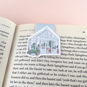 Greenhouse Magnetic Bookmark, Book Lover Gift, Book Worm, Cute Bookmark, Illustrated Bookmark, Gardening Page Saver, Book Accessories
