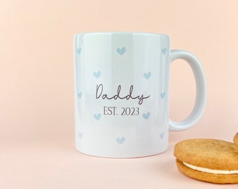 New Daddy Mug, Love Heart Custom Mugs, Personalised New Parent Mug, Daddy mug,  New Parent Gift, Parents Est Mug, Baby Shower Gift