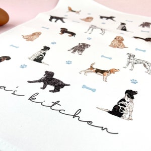 Dogs Personalised Tea Towel, Customised Name Kitchen Towel, Gift for Friend, Bridesmaid Gift, Mothers Day, Gift for Her, Dog lover image 4