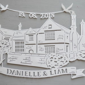 Personalised Wedding Venue Framed Papercut, Hand cut, Wedding Gift, Anniversary, First Paper Anniversary, Paper Cut, Handmade Present image 7