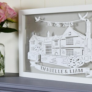 Personalised Wedding Venue Framed Papercut, Hand cut, Wedding Gift, Anniversary, First Paper Anniversary, Paper Cut, Handmade Present image 5