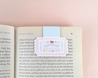 Sweets Book Club Ticket Magnetic Bookmark, Book Lover Gift, Book Worm, Cute Bookmark, Illustrated Bookmark, Page Saver, Book Accessories