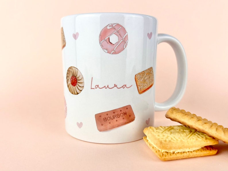 Biscuits Personalised Mug, Custom Mug, Customised Name Coffee Cup, Gift for Friend, Bridesmaid Gift, Mother Gift for Her, image 1