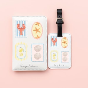 Personalisierte Küstenstempel Passhülle, Gepäckanhänger, Reisezubehör, Reisegeschenk, benutzerdefinierter Pass & Gepäckanhänger, Urlaubsgeschenk