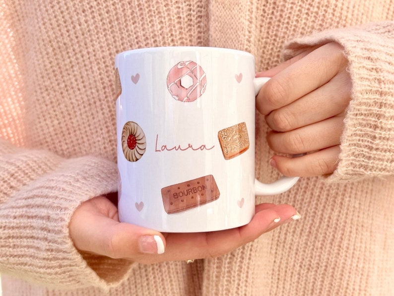 Biscuits Personalised Mug, Custom Mug, Customised Name Coffee Cup, Gift for Friend, Bridesmaid Gift, Mother Gift for Her, image 2