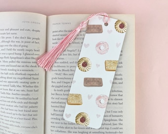 Biscuit Bookmark with Tassel, Biscuit Illustrations Bookmark, Book Lover Gift, Book Worm Gift, Cute Bookmark, Food Illustrated bookmark