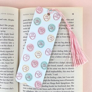 Love Heart Sweets Bookmark with Tassel, Candy Illustrations Bookmark, Book Lover Gift, Book Worm Gift, Cute Bookmark, Illustrated bookmark