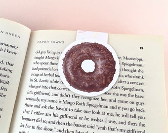 Chocolate Donut Magnetic Bookmark, Book Lover Gift, Book Worm, Cute Bookmark, Illustrated Bookmark, Food Page Saver, Book Accessories