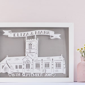 Personalised Wedding Venue Framed Papercut, Hand cut, Wedding Gift, Anniversary, First Paper Anniversary, Paper Cut, Handmade Present image 3
