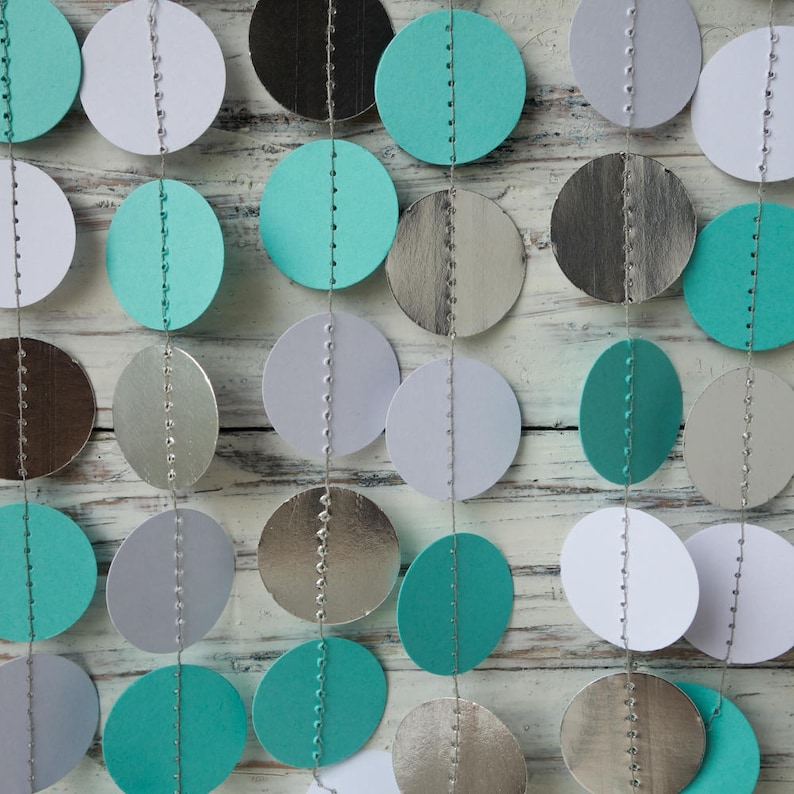 Mermaid Paper Garland Tiffany Baby Shower Silver Bridal Etsy