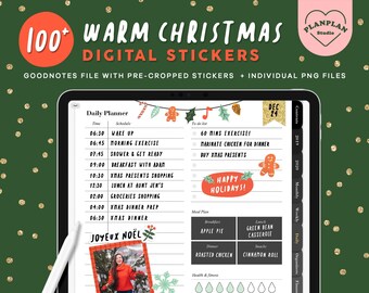 Christmas Digital Stickers for GoodNotes, Bullet Journal, or Notebook, December Digital Stickers for iPad Planner, Winter Digital Stickers