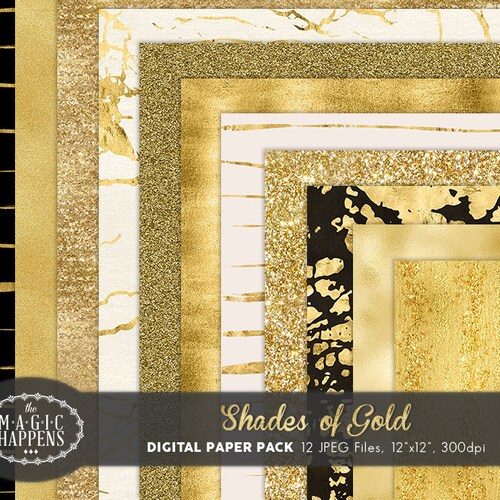 Foil Glitter Digital Paper Gold Foil Glitter Marble Paper Etsy