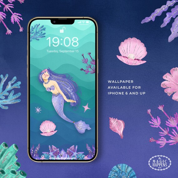 Apple Watch Wallpaper Mermaid Under The Sea Iphone Wallpaper Etsy 日本
