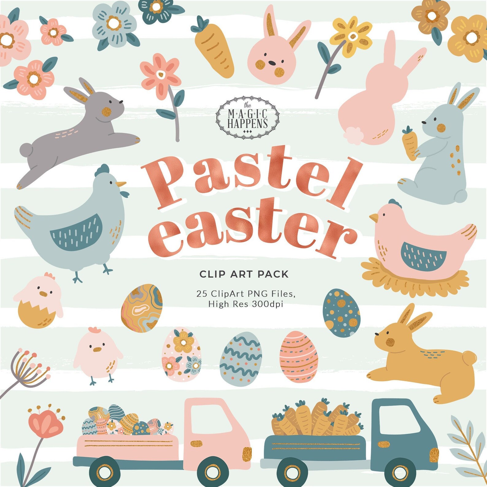 Pastel Easter Clipart Glitter Easter Clipart Easter Images Etsy