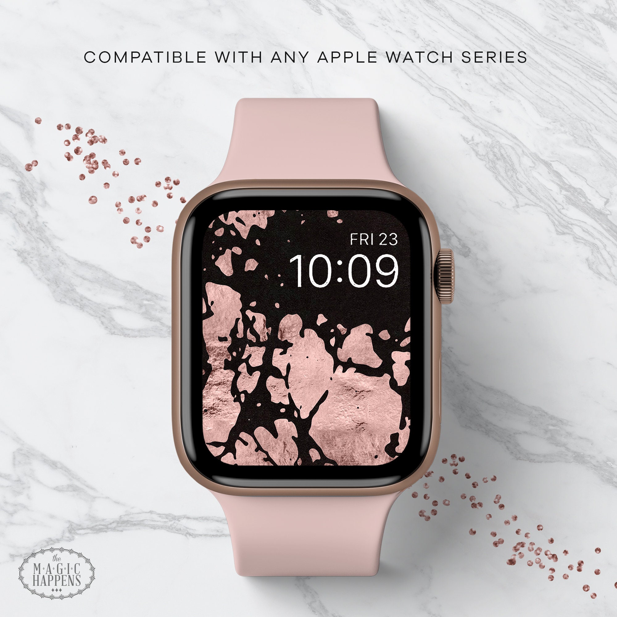Apple Watch Wallpaper in Rosegold Marble Iphone Wallpaper Etsy