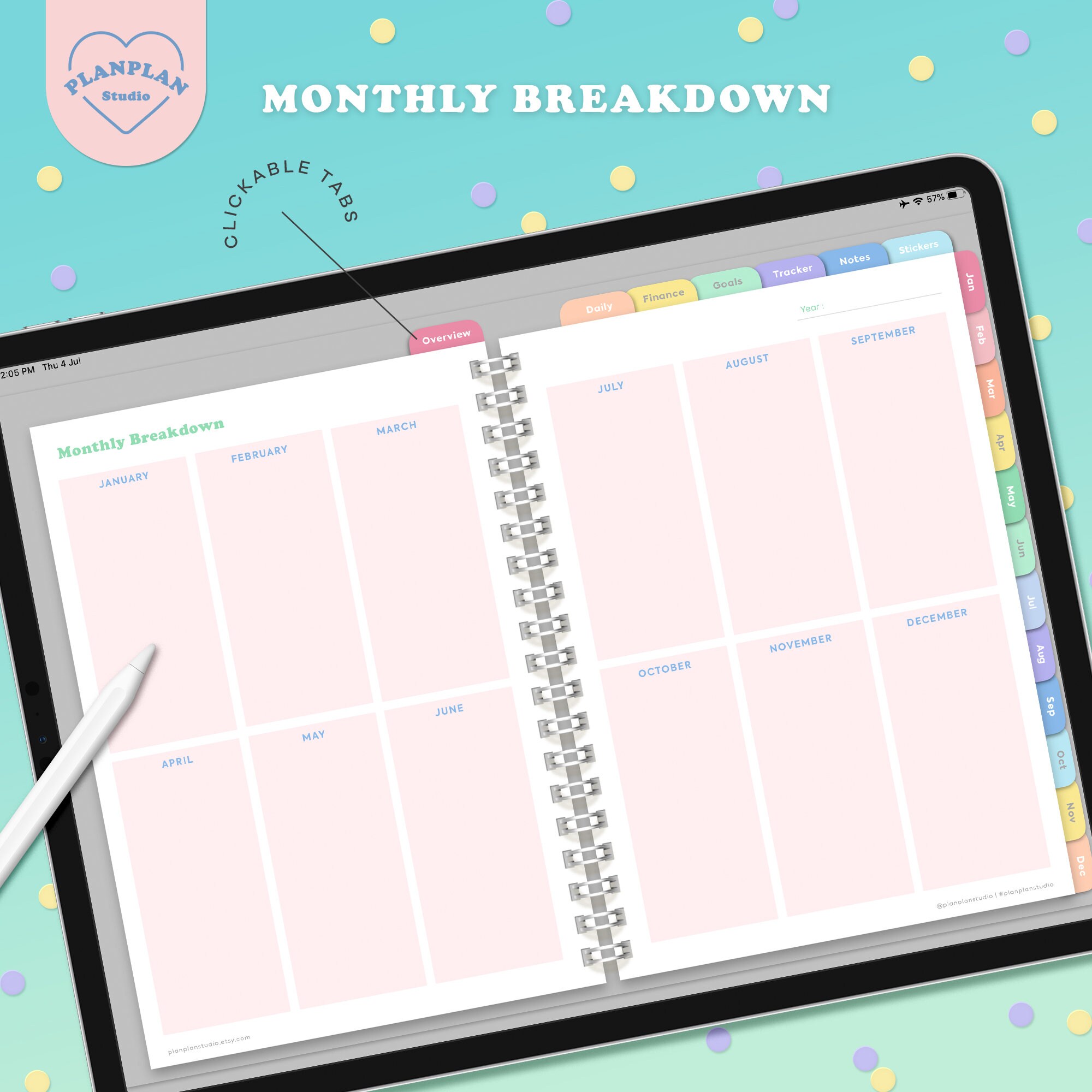 Paper & Party Supplies iPad Planner Goodnotes Template Undated Digital