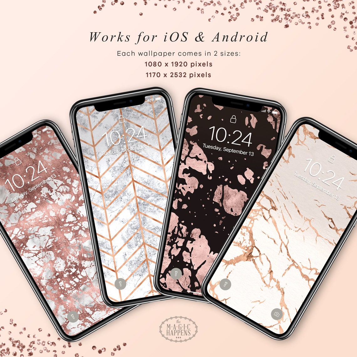 Rose Gold Marble Phone Wallpaper Iphone Wallpaper Android Etsy