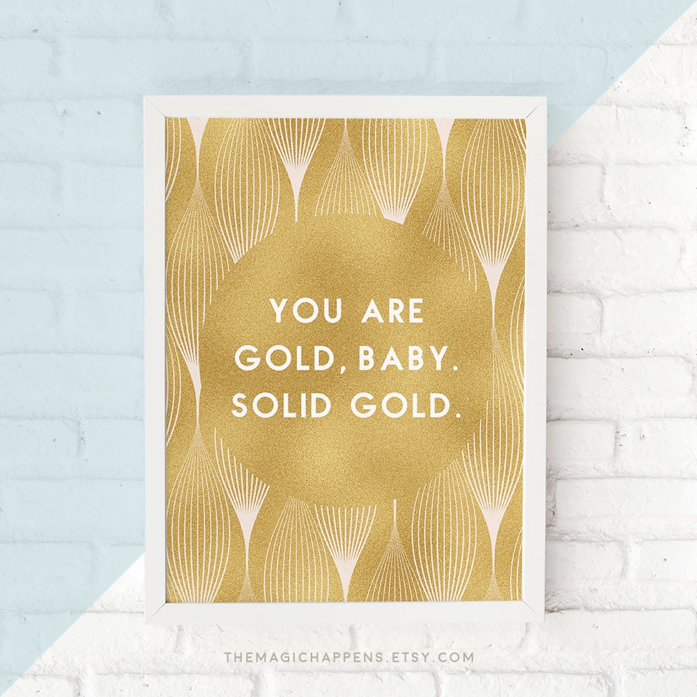 Gold Quote Wall Art Print Gold Wall Art Life Quote Gold Foil Etsy