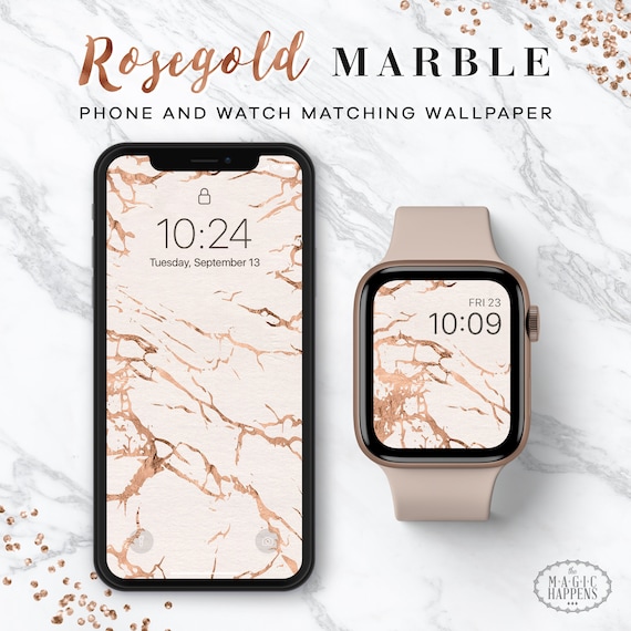 Apple Watch Wallpaper In Rosegold Marble Iphone Wallpaper Etsy