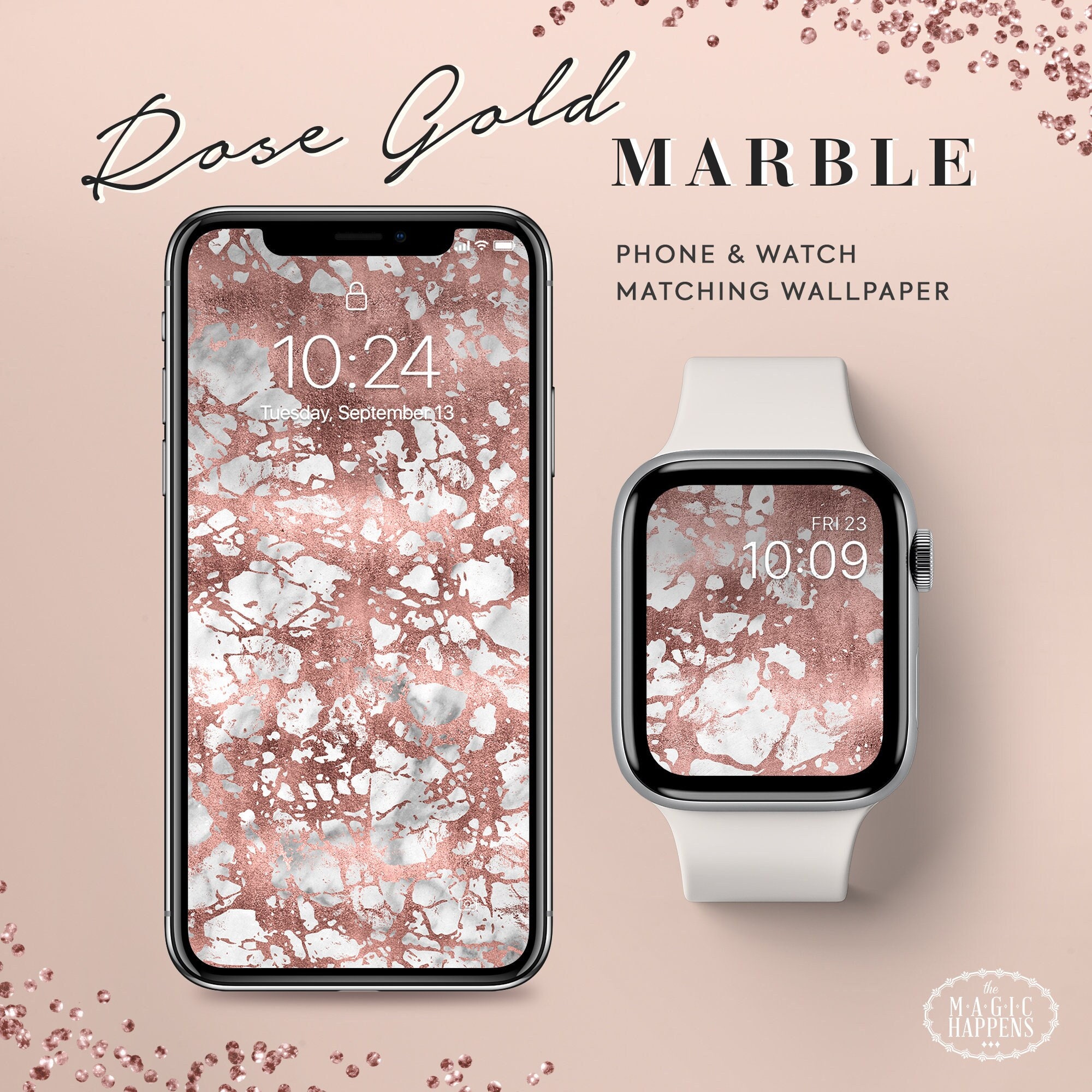 Rose Gold Marble Apple Watch Wallpaper Marble Iphone | Etsy