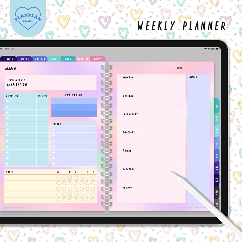 Kawaii Digital Planner iPad Planner Cute Goodnotes Planner Etsy