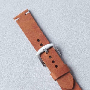 Personalized Leather Watch Strap English Tan Distressed Vintage Band Gift For Him