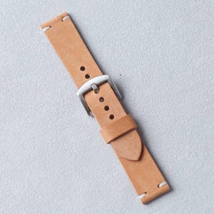Personalized Nature Tan Leather Watch Strap, Full Grain Vintage Watch Band 18mm 20mm 22mm