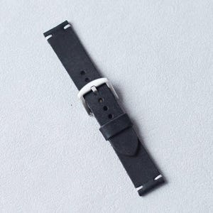 Personalized Black Full Grain Leather Watch Strap 18mm 20mm 21mm 22mm : Simple Style