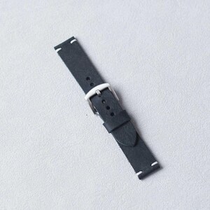 Personalized Dark Navy Leather Watch Strap: Vintage Vegetable Tanned, Custom Initials