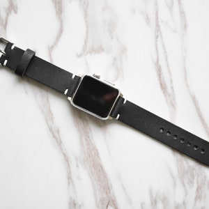 Black Leather Apple Watch Band 38mm 40mm 42mm 44mm Distressed Full Grain Leather iWatch Band Series 1 2 3 4 Strap image 1